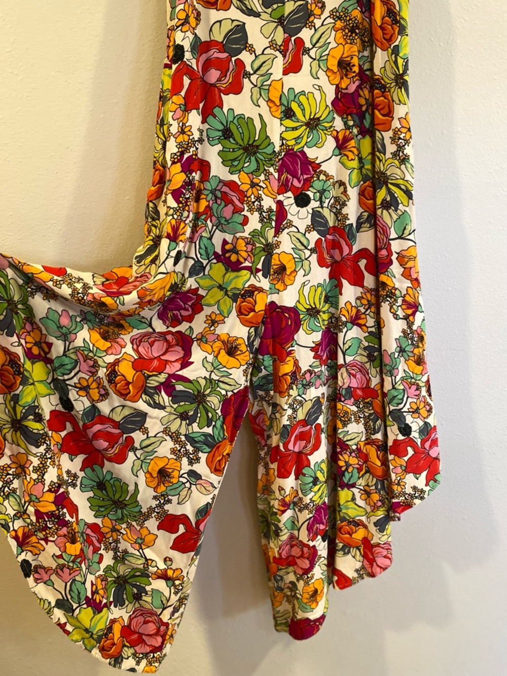 MSK Floral Wide Leg Jumpsuit - Size L Boho Summer Vacation - Picture 10 of 11